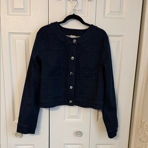 Very good used condition Cora sparkle denim collarless jacket size xl